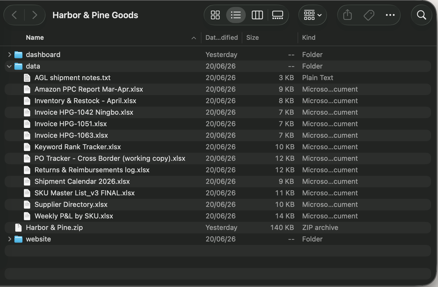 Folder of files